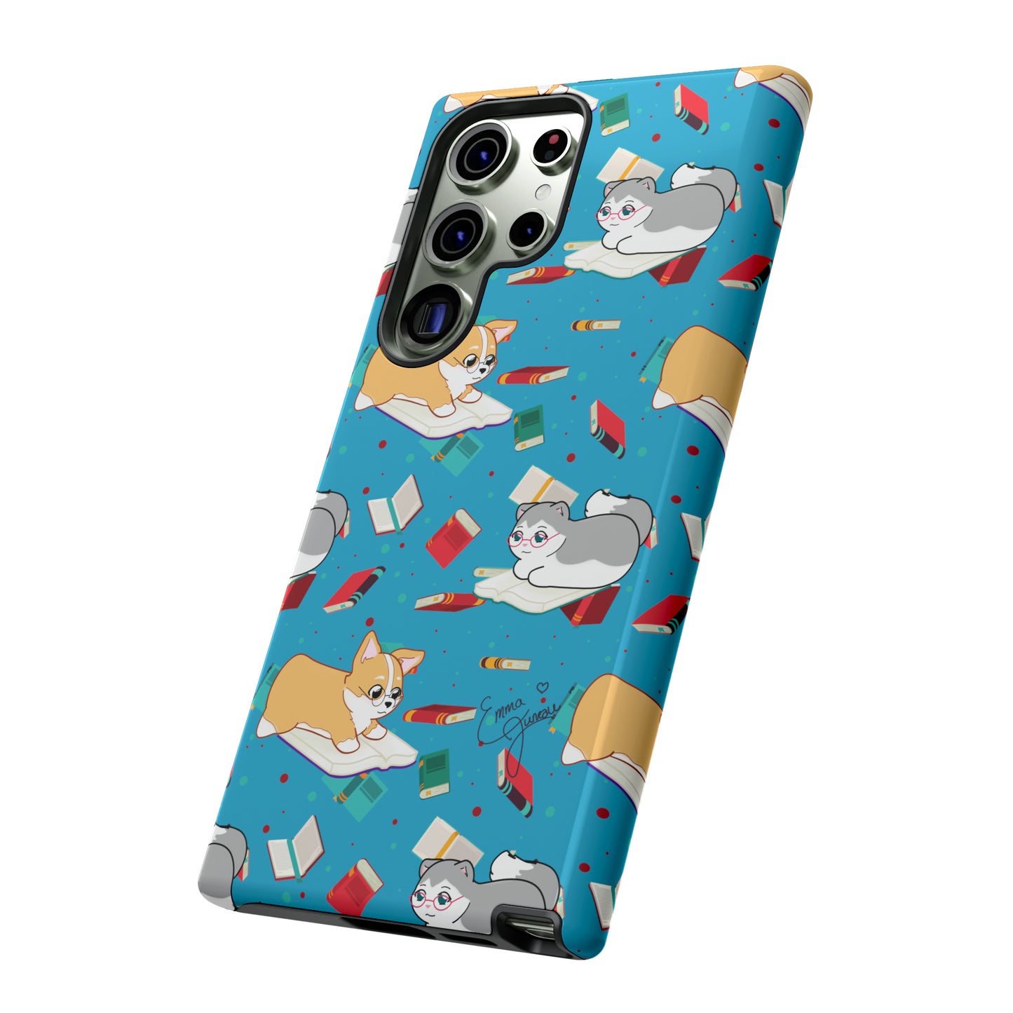 Kitty and Corgi Book Lovers - Tough Phone Case