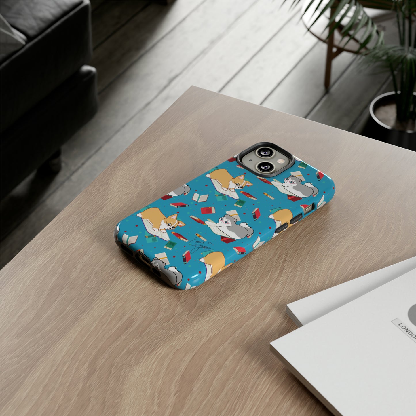 Kitty and Corgi Book Lovers - Tough Phone Case