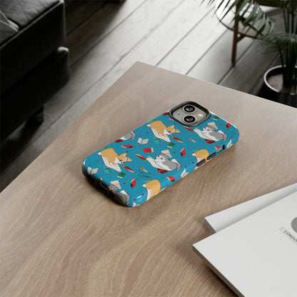 Kitty and Corgi Book Lovers - Tough Phone Case