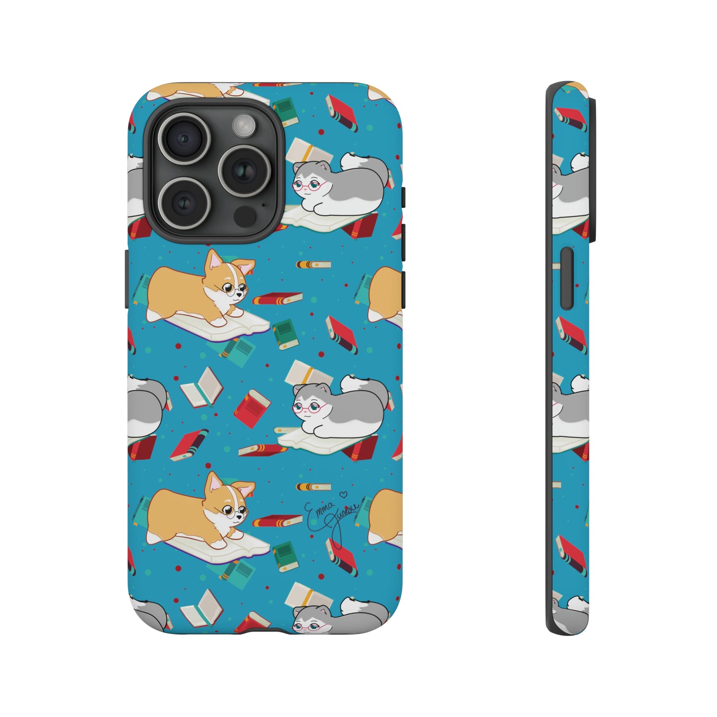 Kitty and Corgi Book Lovers - Tough Phone Case