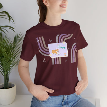 Corgi - Groovy Series - Stay Focused - Super Soft Cotton Airlume Unisex T-Shirt (Horizontal Graphic)