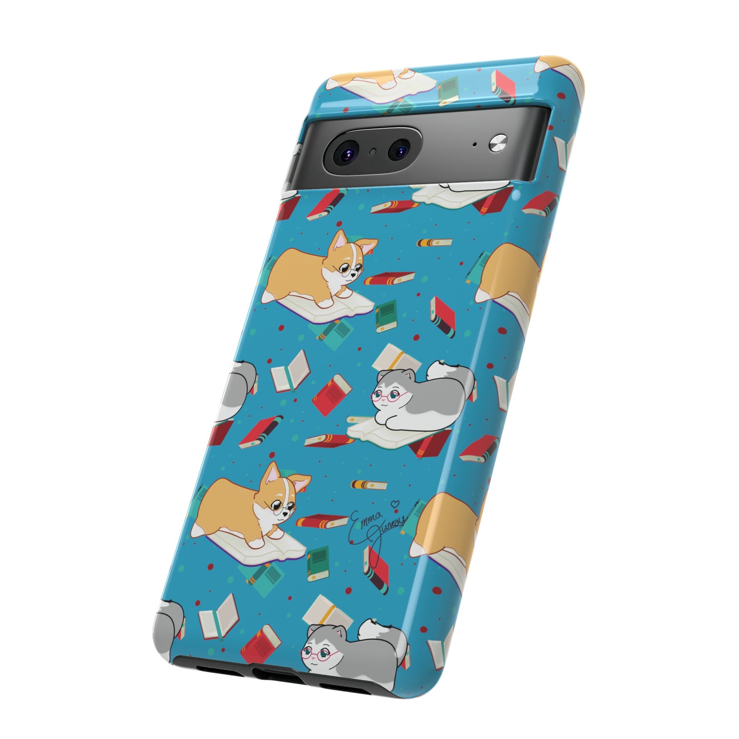 Kitty and Corgi Book Lovers - Tough Phone Case