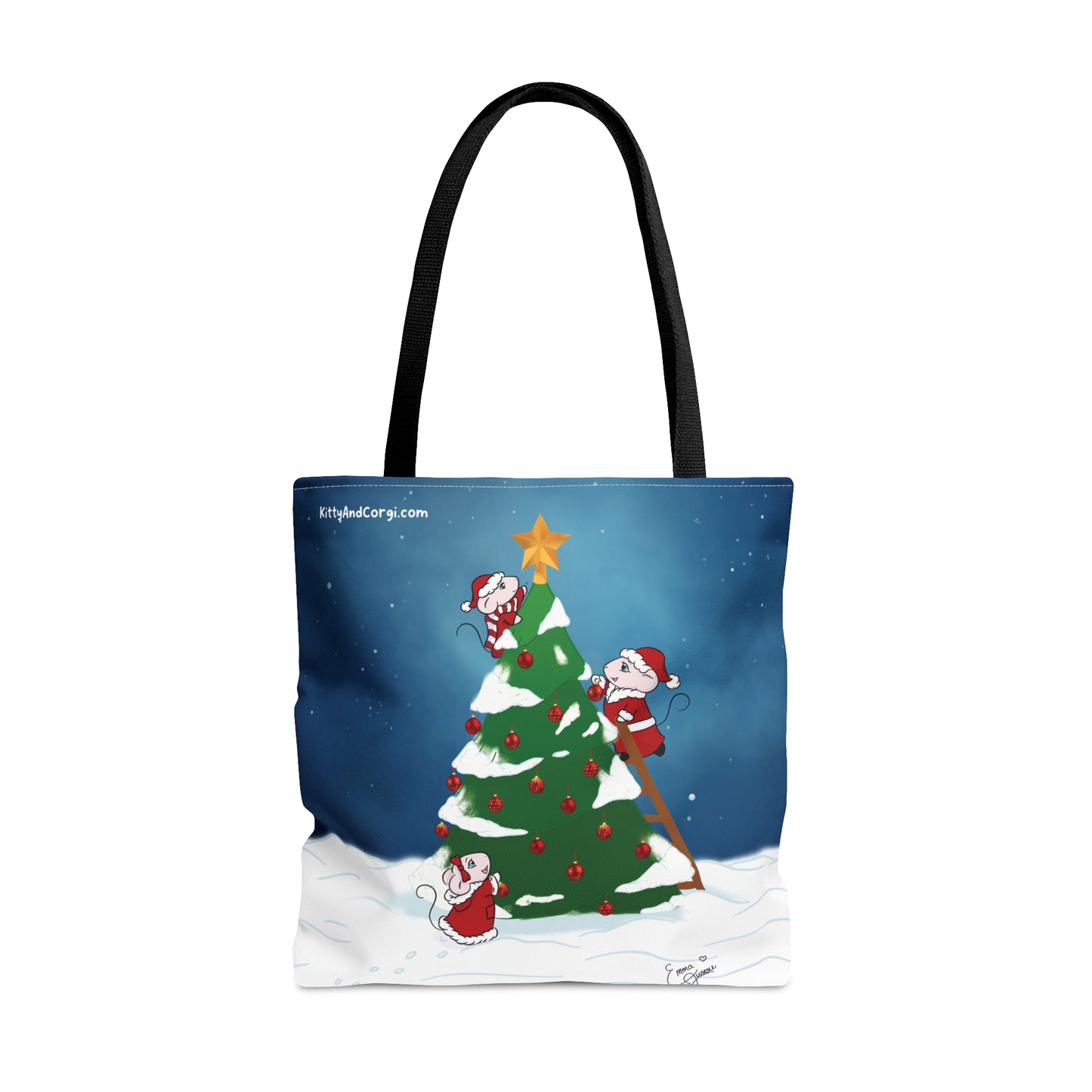 Christmas Mousies Decorating the Christmas Tree Tote Bag