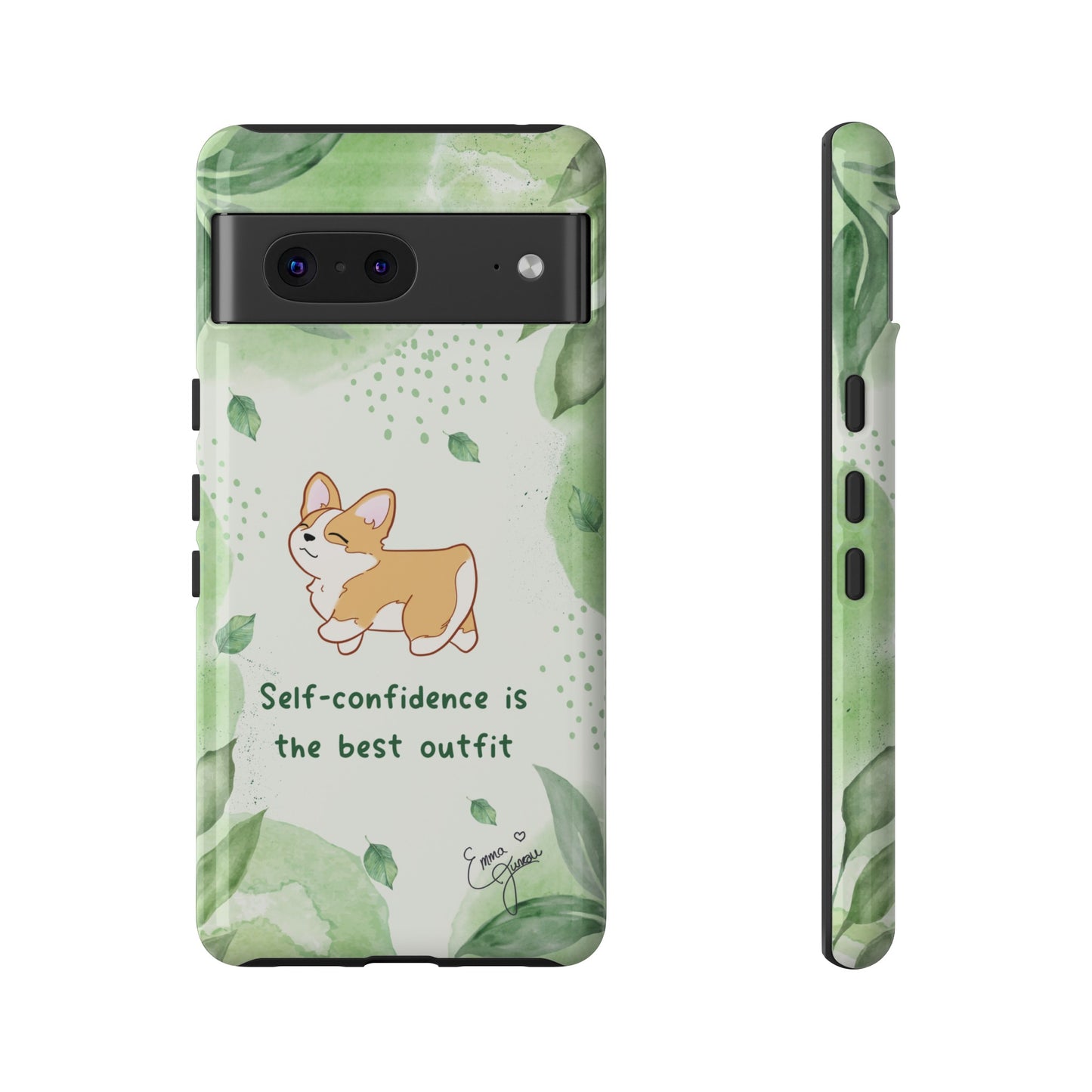 Corgi Green Tough Phone Case - Self Confidence is the Best Outfit