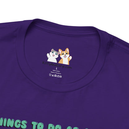 Kitty and Corgi - Things To Do As A Dino - Super Soft Cotton Airlume Unisex T-Shirt (Horizontal Graphic)