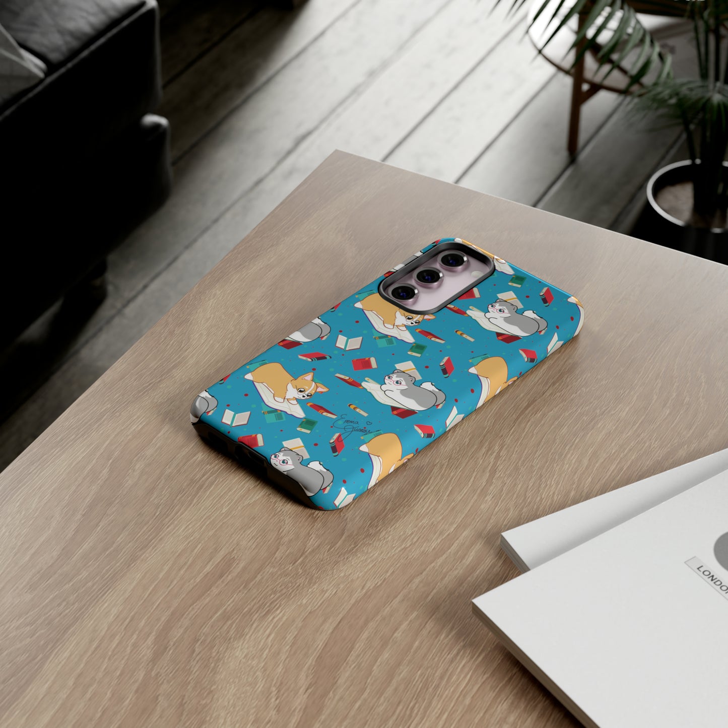 Kitty and Corgi Book Lovers - Tough Phone Case