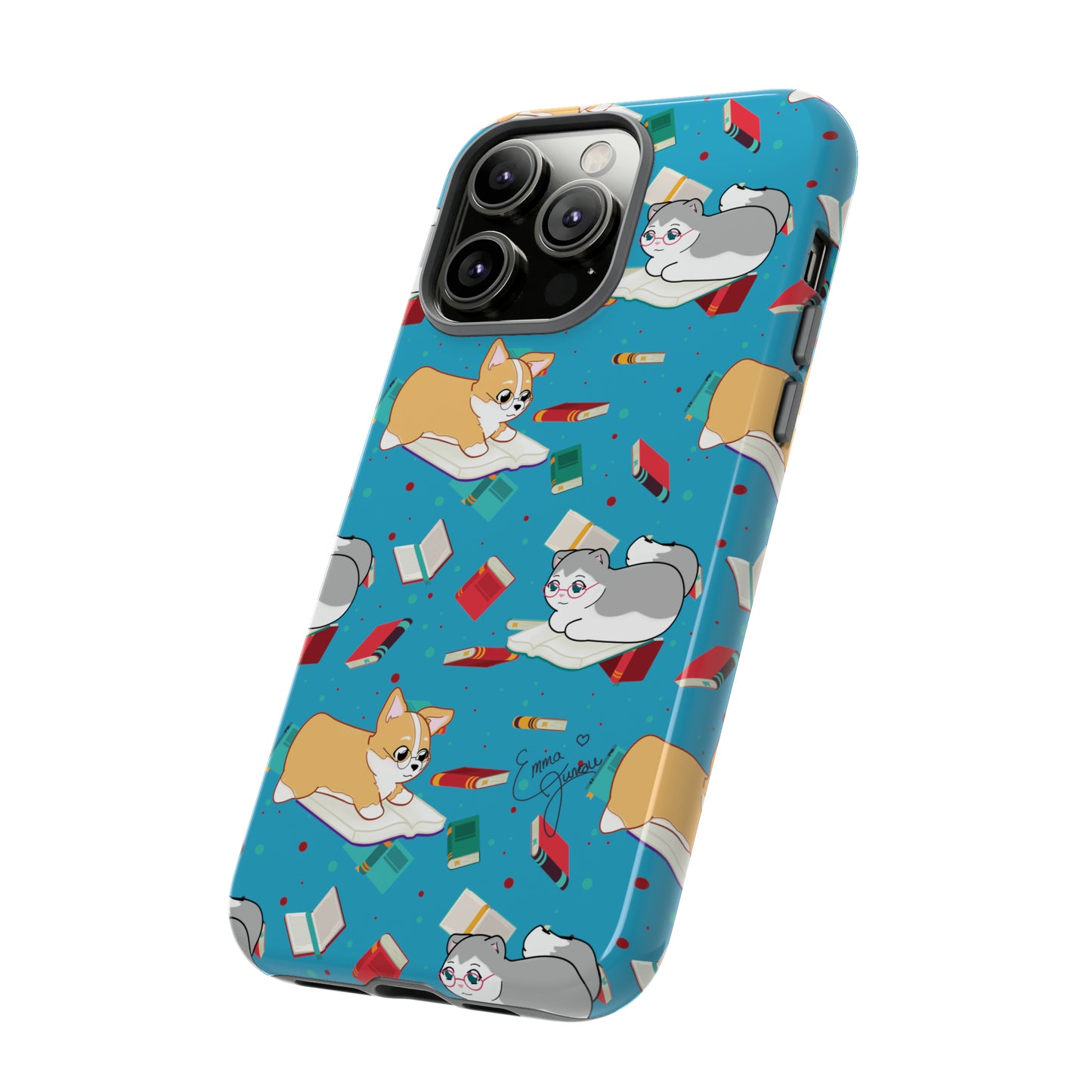 Kitty and Corgi Book Lovers - Tough Phone Case