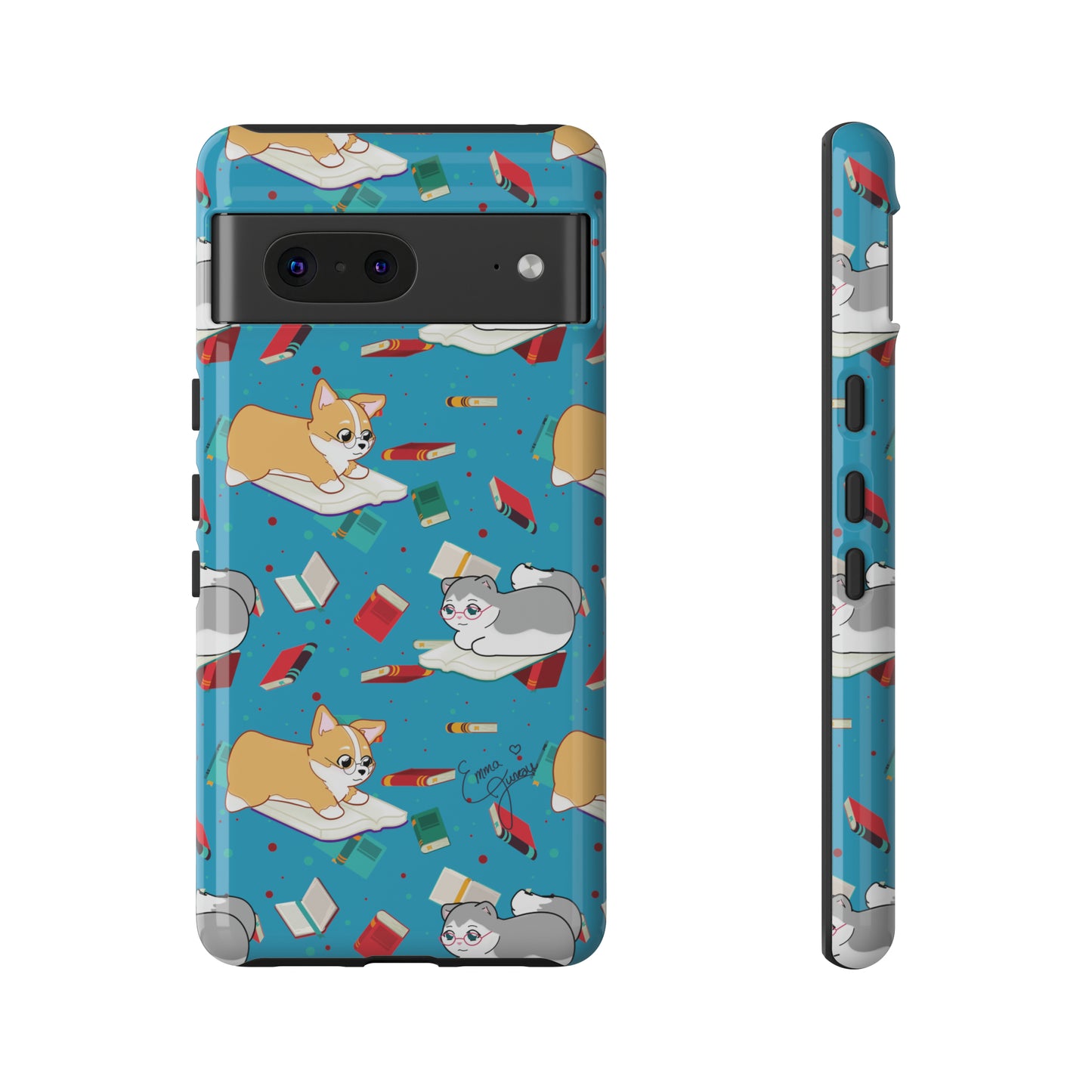 Kitty and Corgi Book Lovers - Tough Phone Case