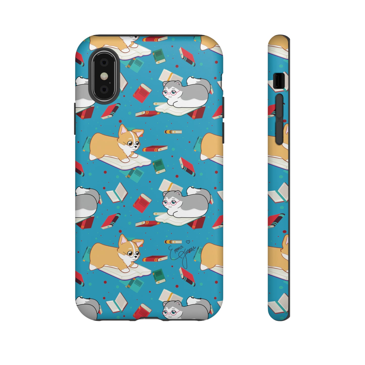 Kitty and Corgi Book Lovers - Tough Phone Case