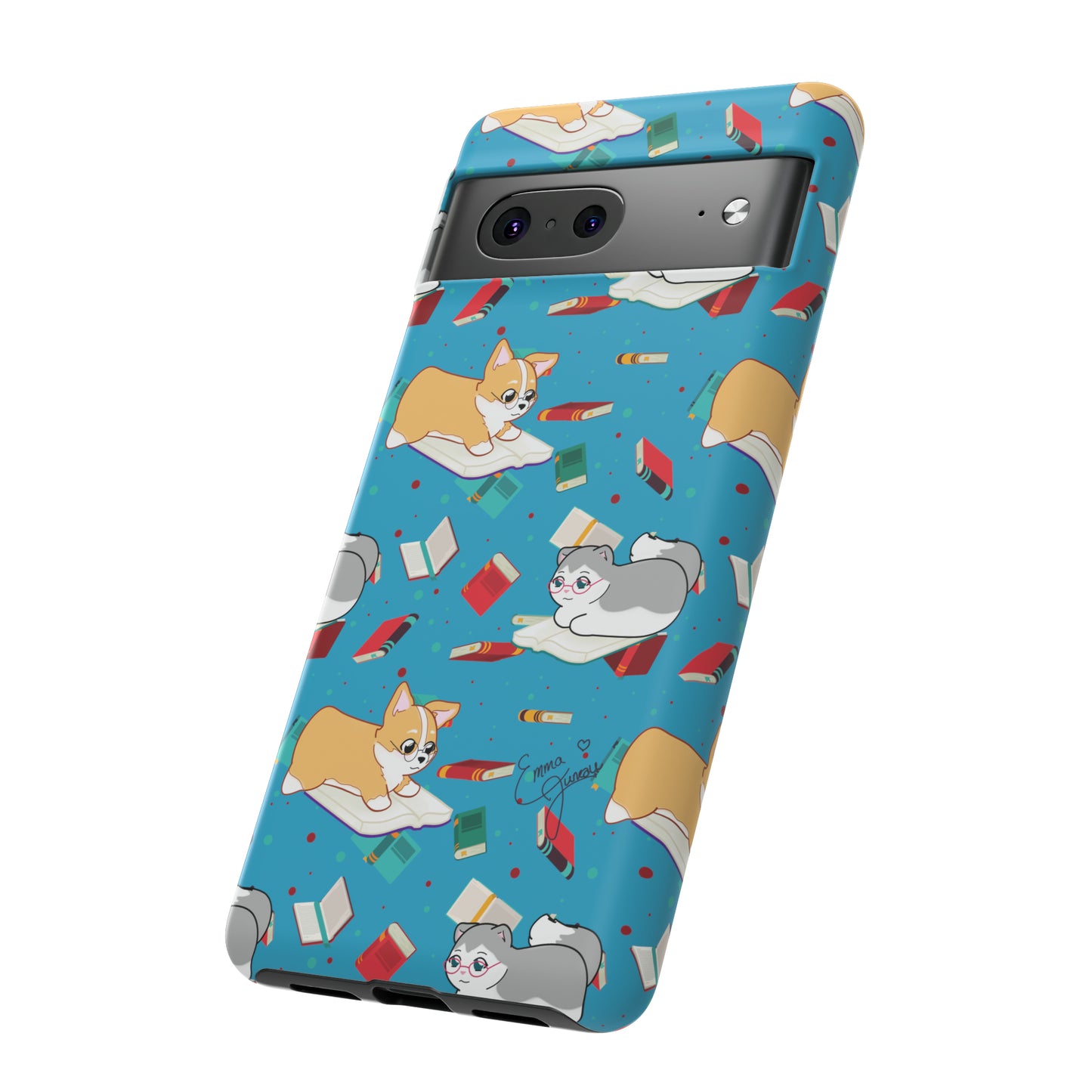 Kitty and Corgi Book Lovers - Tough Phone Case