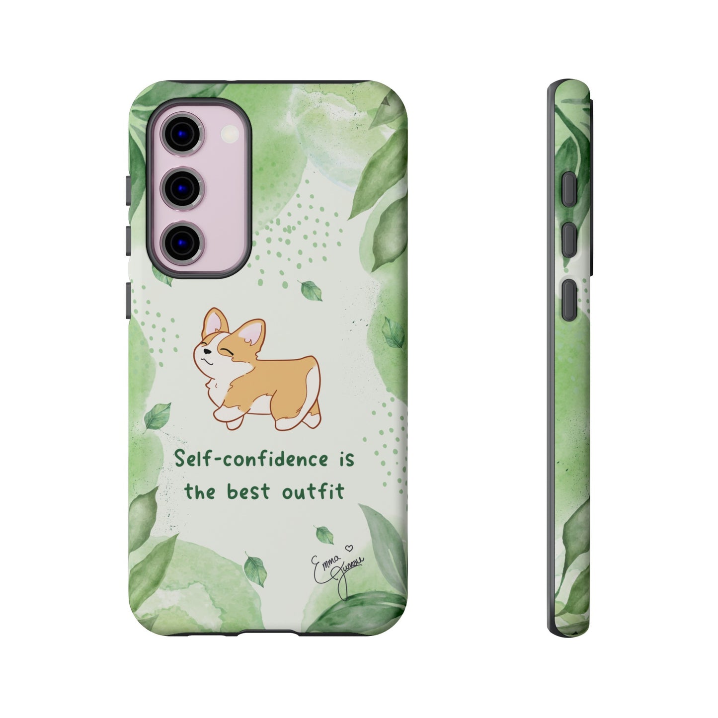 Corgi Green Tough Phone Case - Self Confidence is the Best Outfit