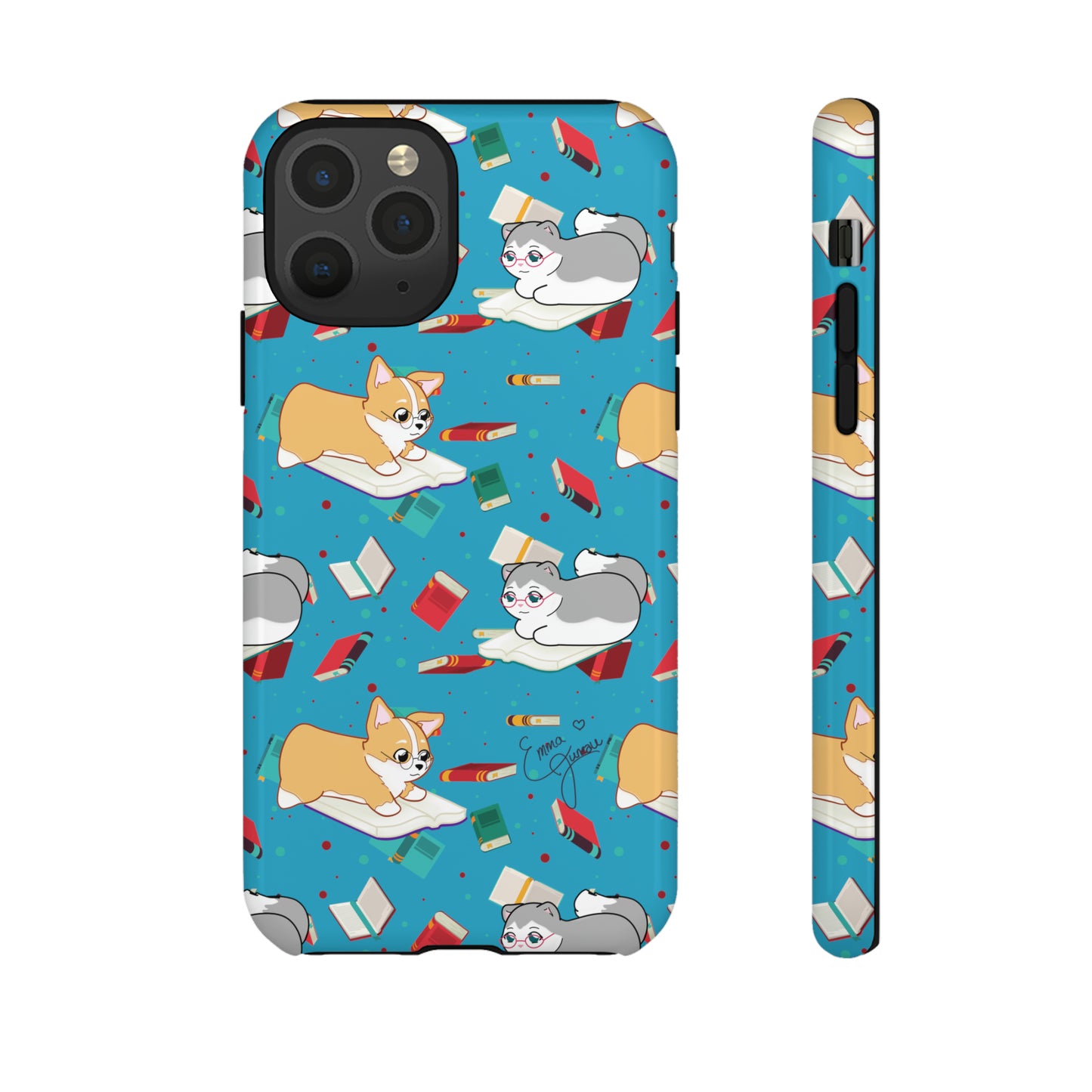 Kitty and Corgi Book Lovers - Tough Phone Case