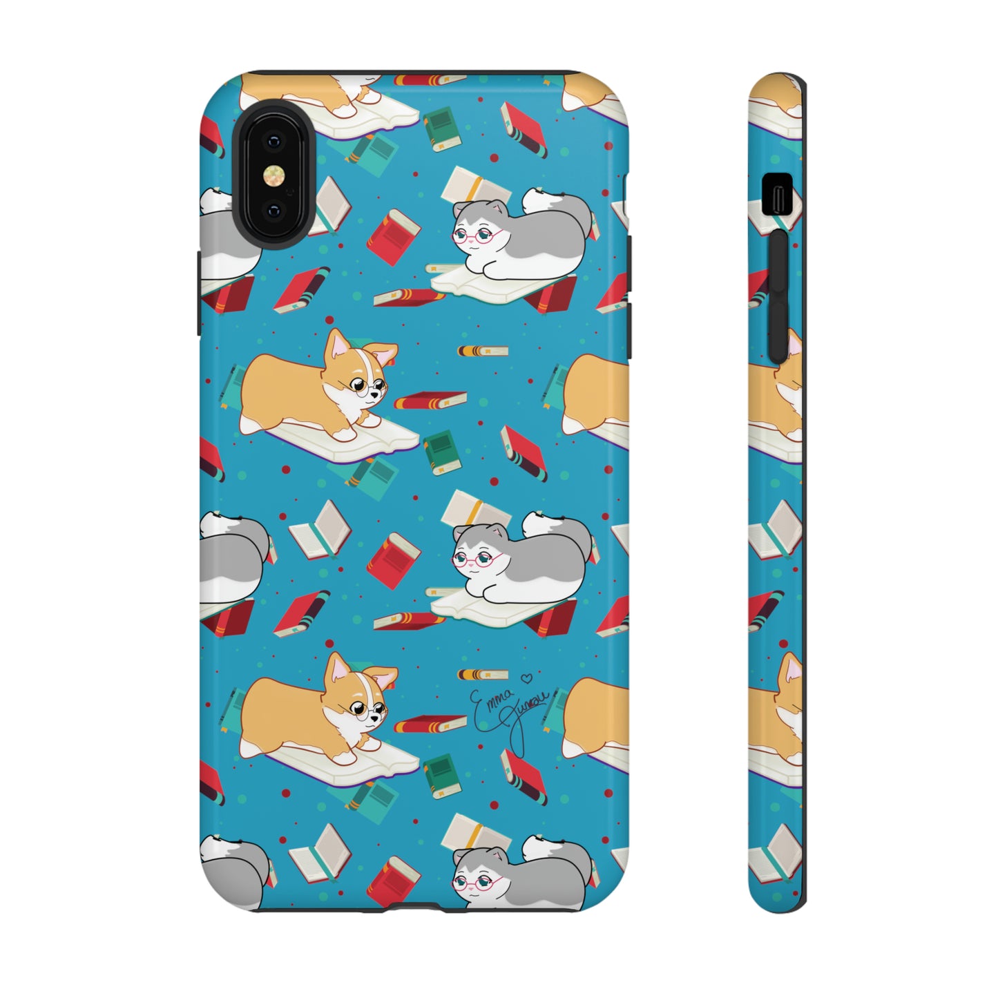 Kitty and Corgi Book Lovers - Tough Phone Case