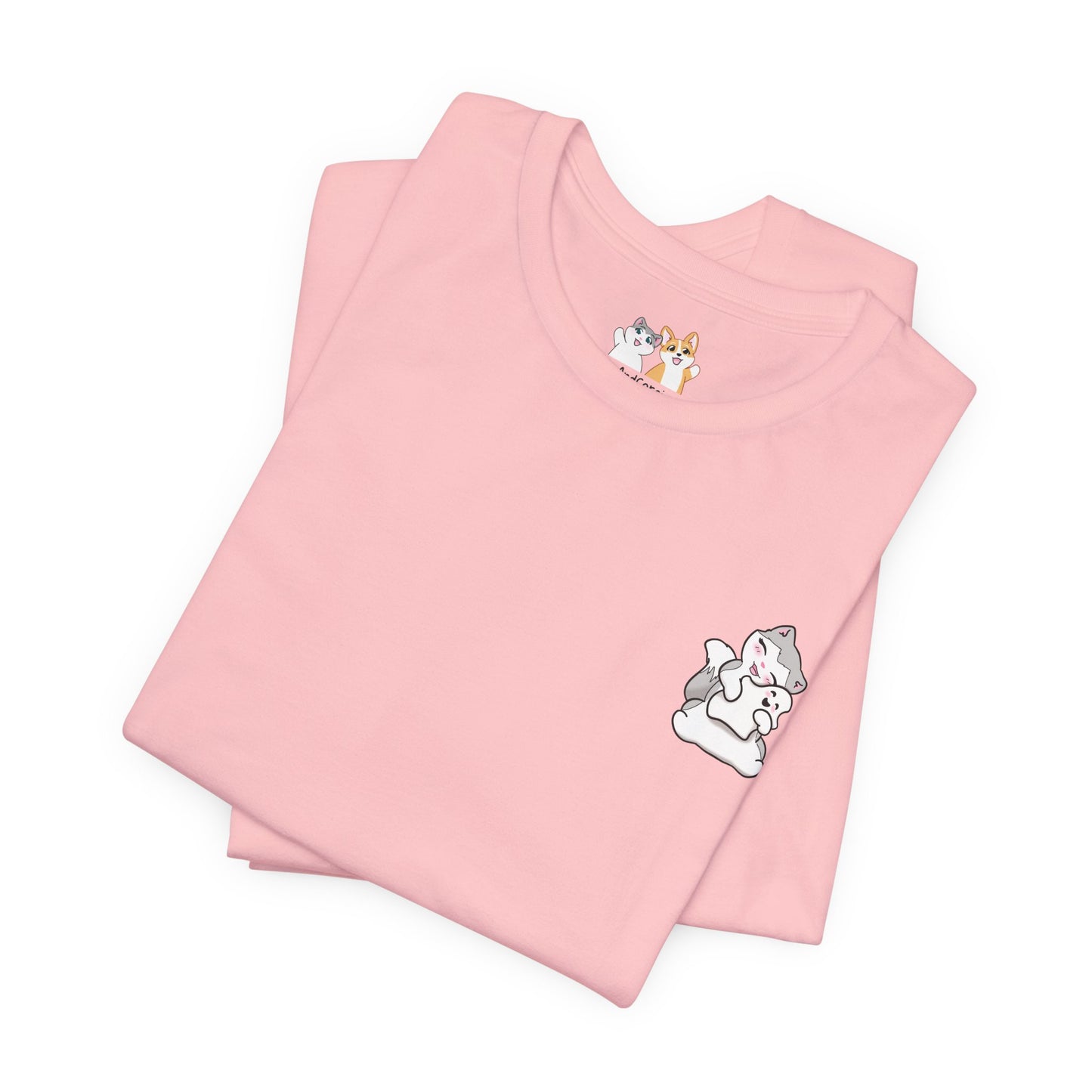 Kitty Snuggling Her Ghost Plushie - Super Soft Cotton Airlume Unisex T-Shirt