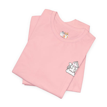 Kitty Snuggling Her Ghost Plushie - Super Soft Cotton Airlume Unisex T-Shirt