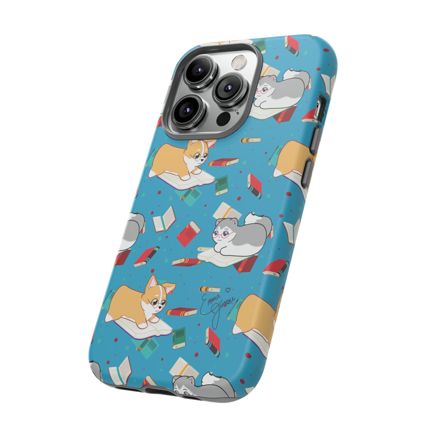 Kitty and Corgi Book Lovers - Tough Phone Case