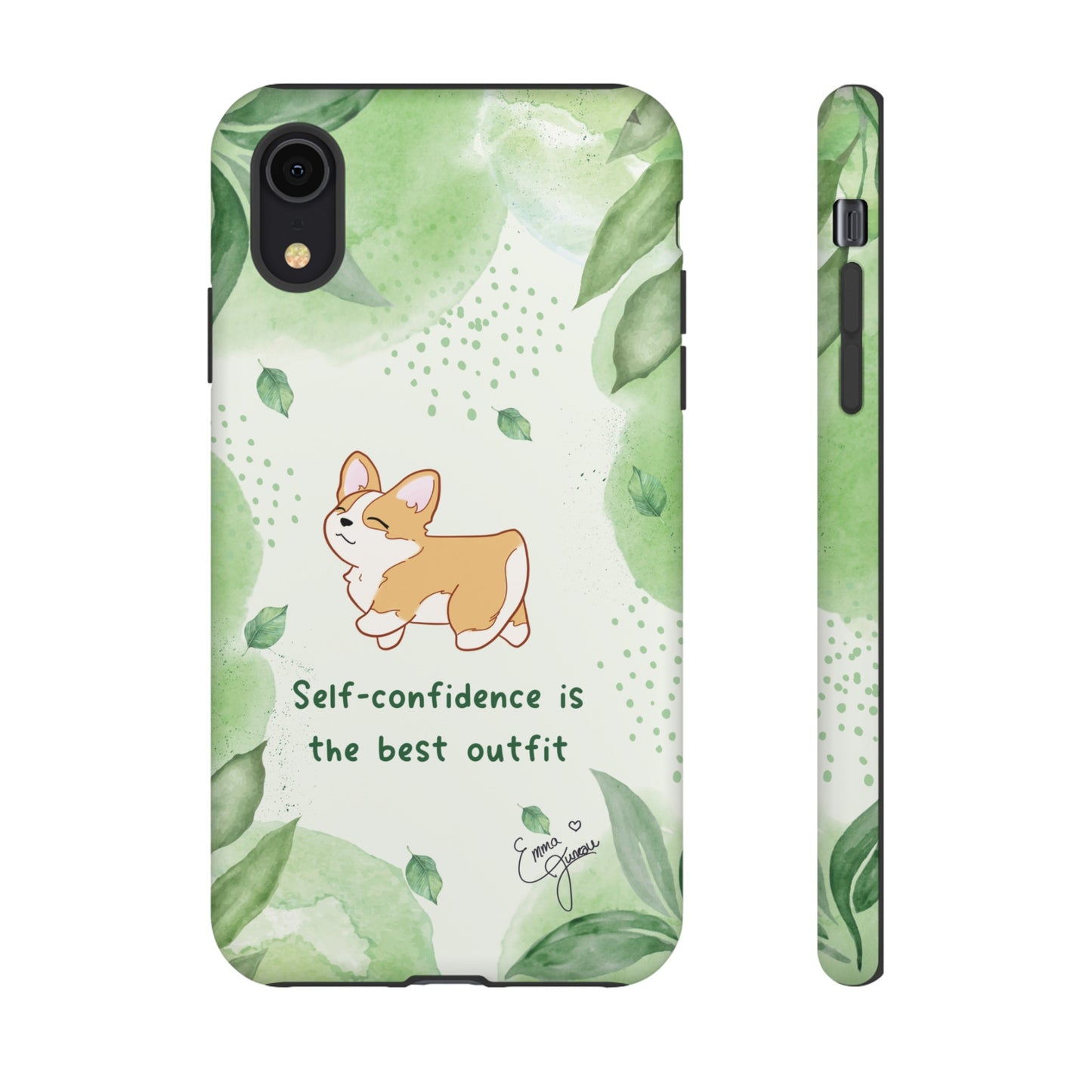 Corgi Green Tough Phone Case - Self Confidence is the Best Outfit