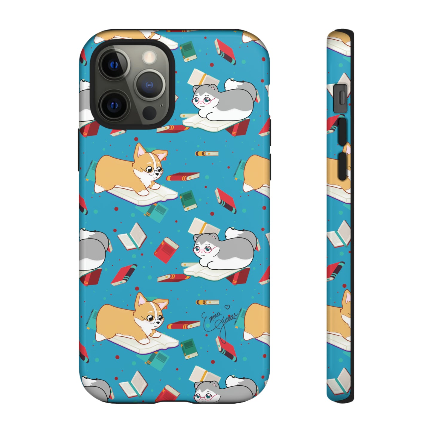 Kitty and Corgi Book Lovers - Tough Phone Case