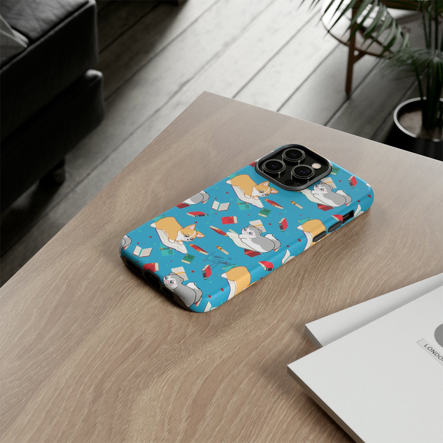 Kitty and Corgi Book Lovers - Tough Phone Case