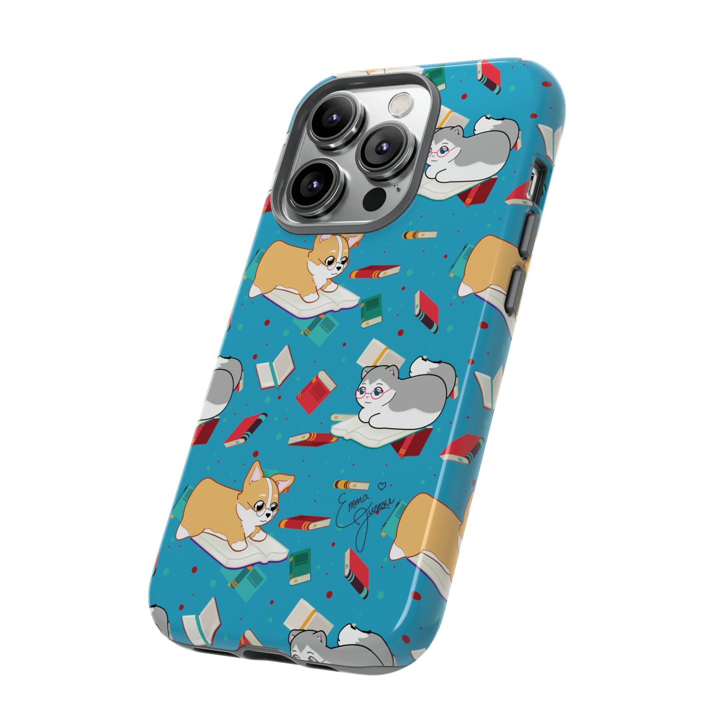 Kitty and Corgi Book Lovers - Tough Phone Case
