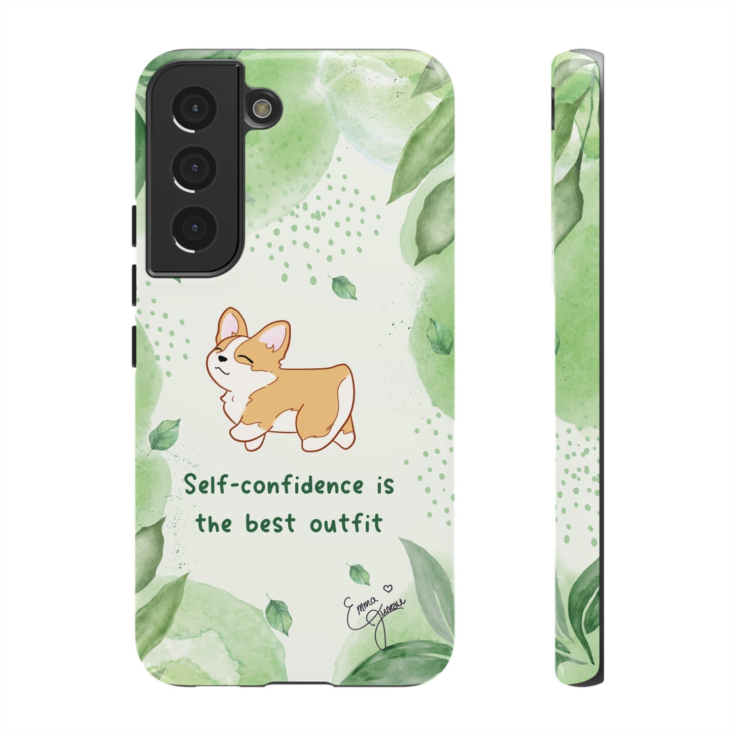 Corgi Green Tough Phone Case - Self Confidence is the Best Outfit