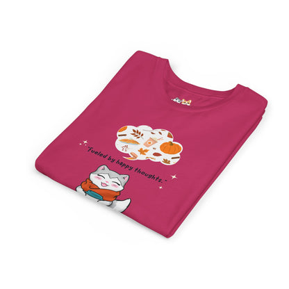 Youth Tee — Kitty loves Autumn - Fueled by Happy Thoughts - Unisex Youth/ Children's Graphic Tee