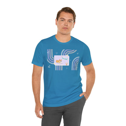 Corgi - Groovy Series - Stay Focused - Super Soft Cotton Airlume Unisex T-Shirt (Horizontal Graphic)