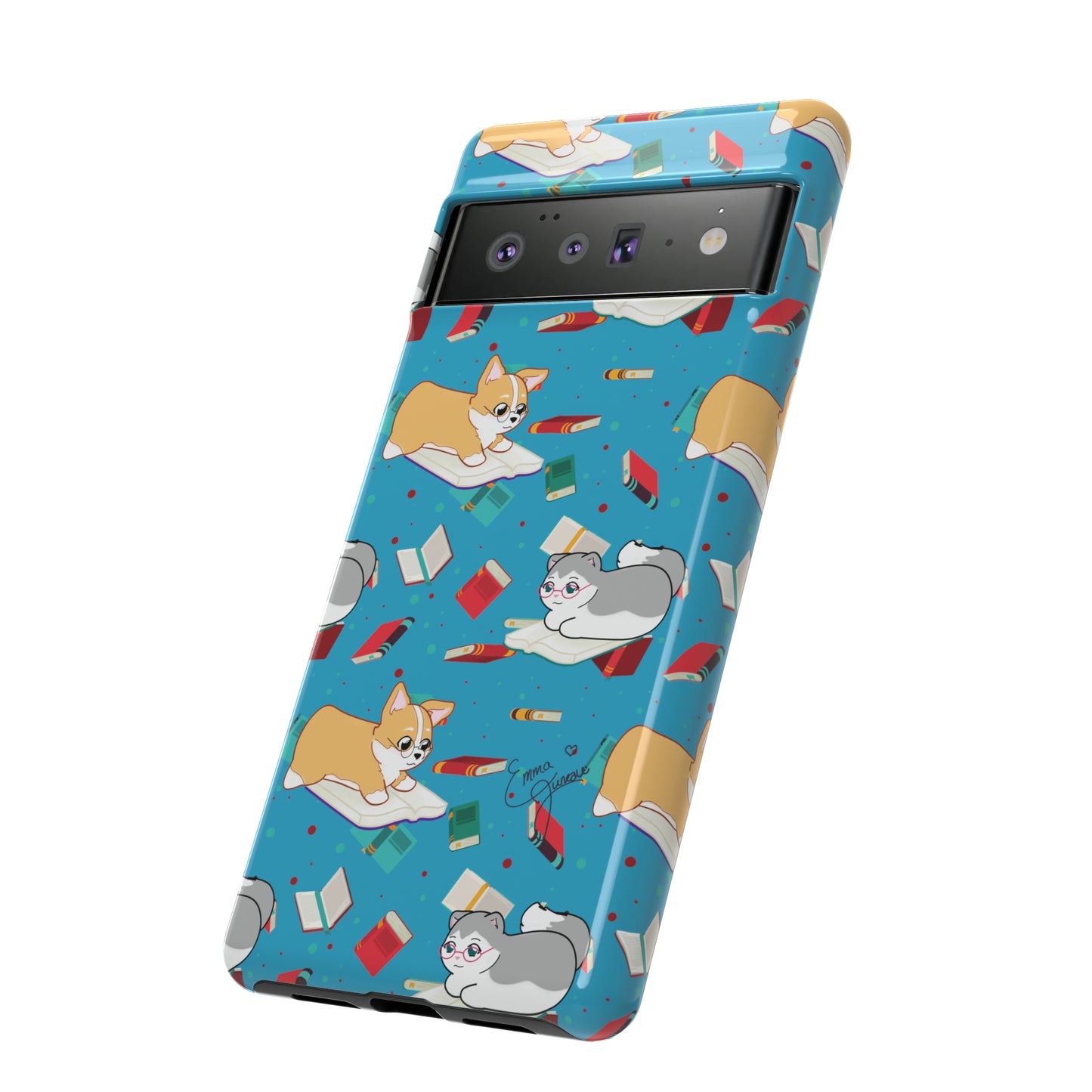 Kitty and Corgi Book Lovers - Tough Phone Case