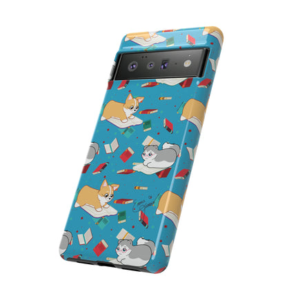 Kitty and Corgi Book Lovers - Tough Phone Case