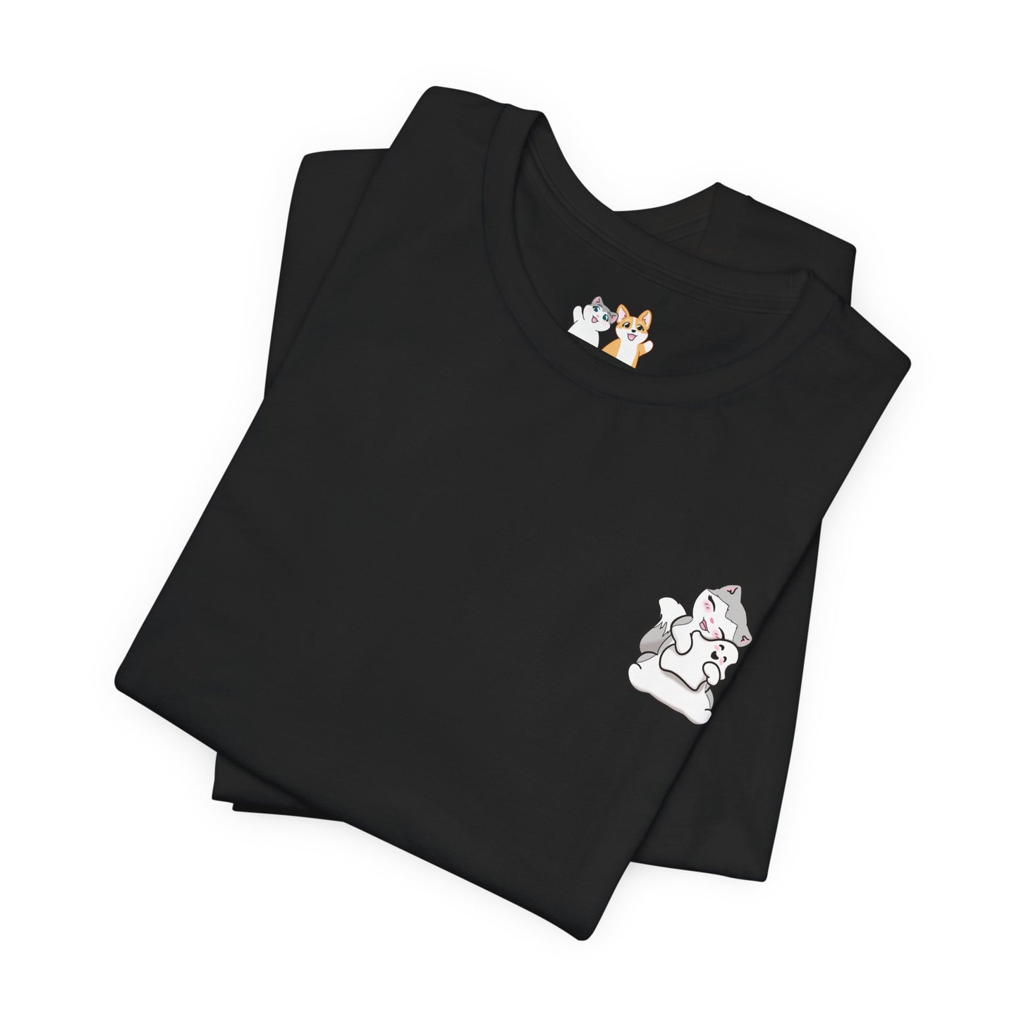 Kitty Snuggling Her Ghost Plushie - Super Soft Cotton Airlume Unisex T-Shirt