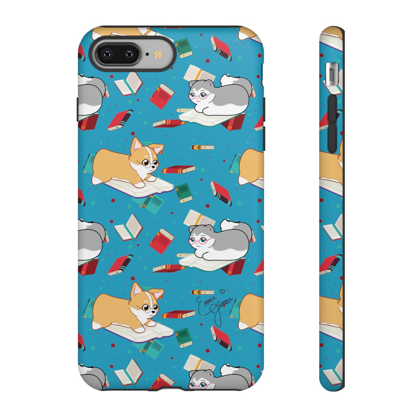 Kitty and Corgi Book Lovers - Tough Phone Case