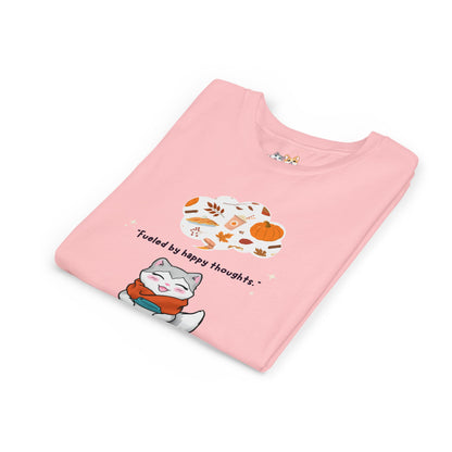 Youth Tee — Kitty loves Autumn - Fueled by Happy Thoughts - Unisex Youth/ Children's Graphic Tee