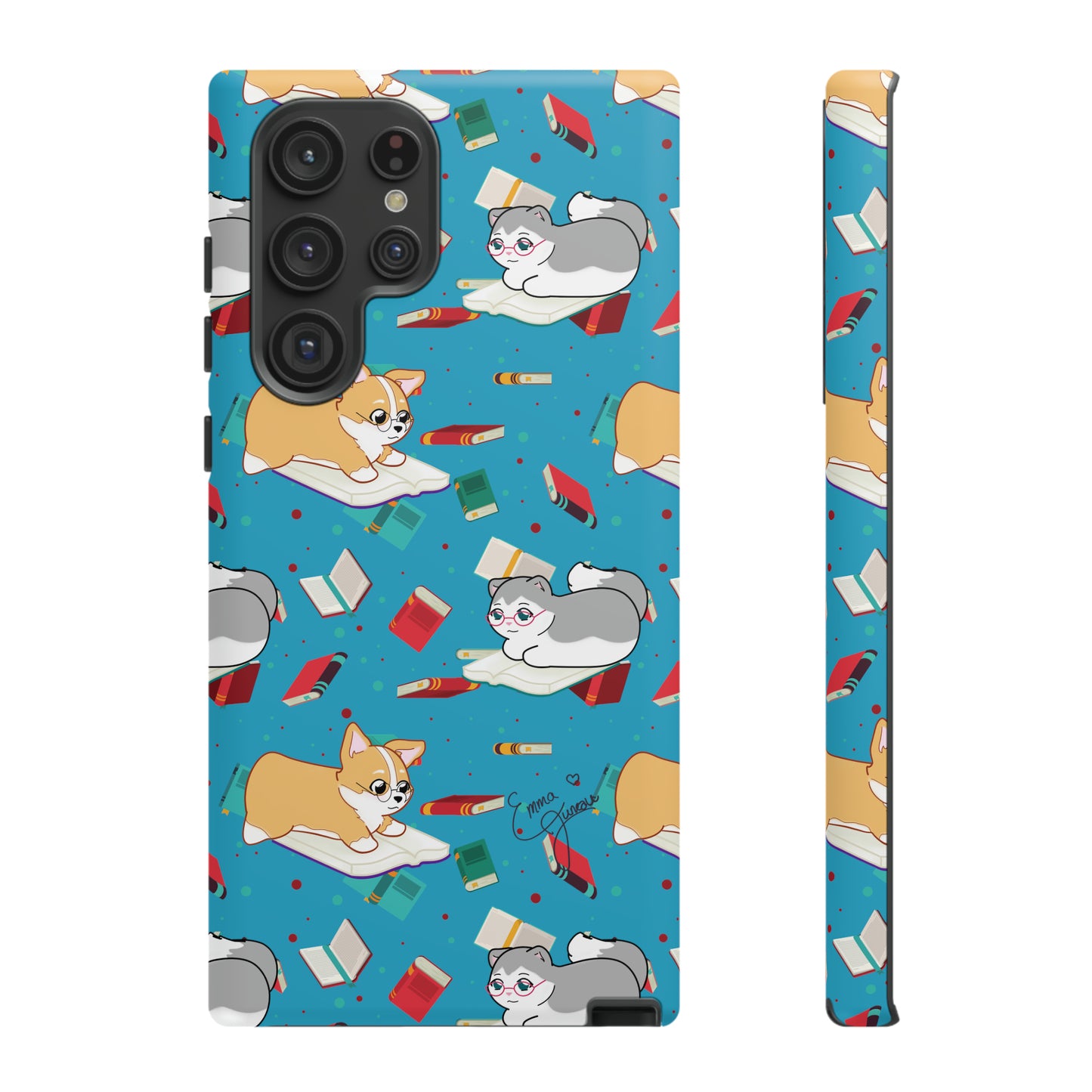 Kitty and Corgi Book Lovers - Tough Phone Case