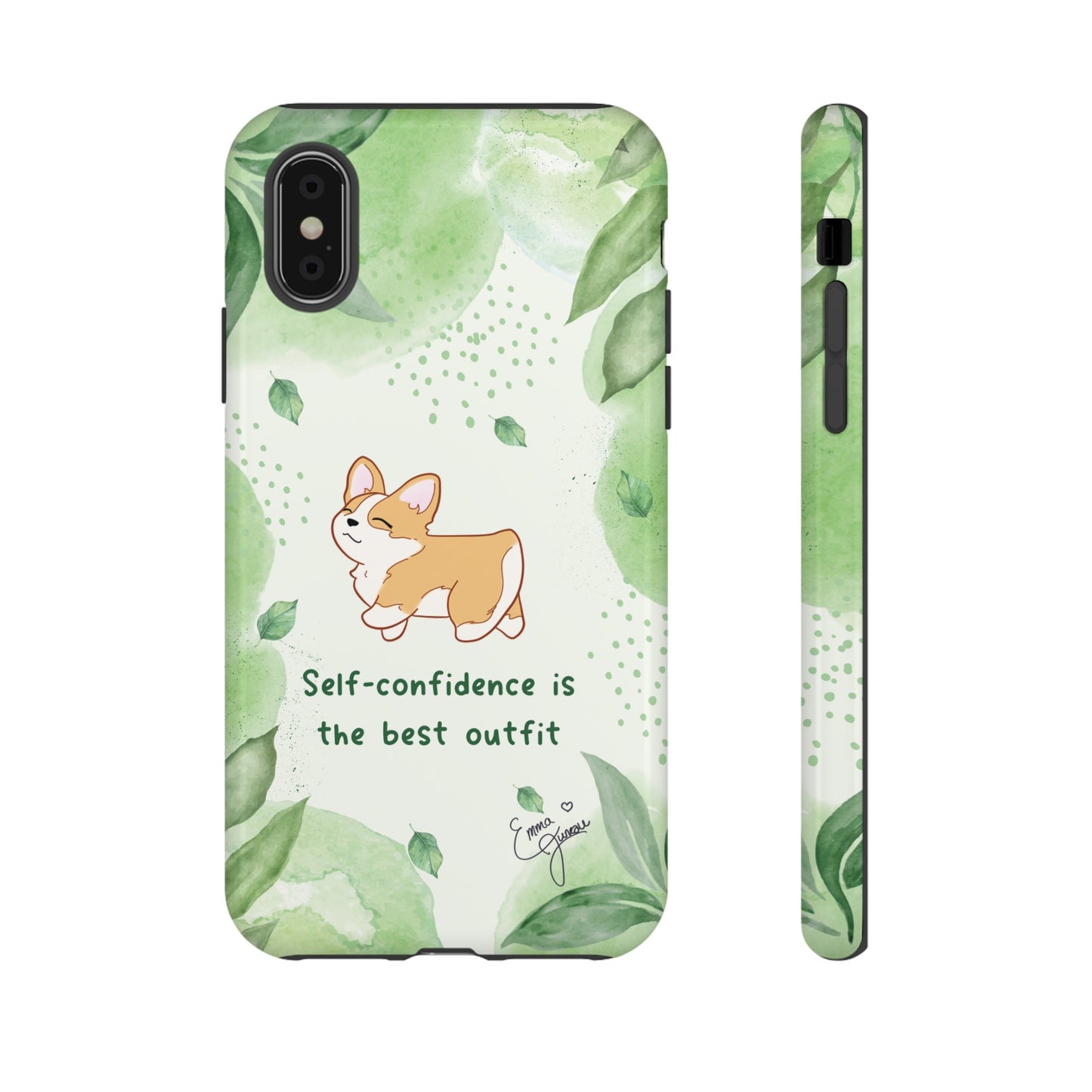 Corgi Green Tough Phone Case - Self Confidence is the Best Outfit