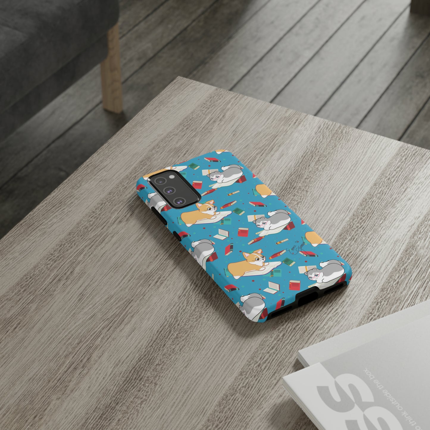 Kitty and Corgi Book Lovers - Tough Phone Case