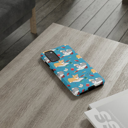 Kitty and Corgi Book Lovers - Tough Phone Case