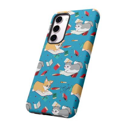 Kitty and Corgi Book Lovers - Tough Phone Case