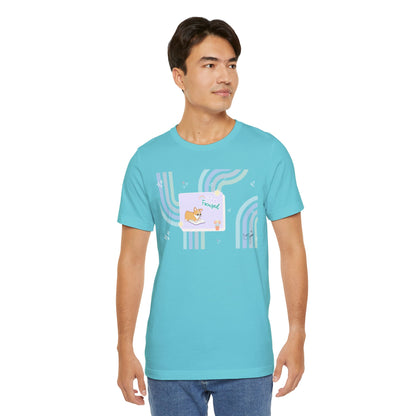 Corgi - Groovy Series - Stay Focused - Super Soft Cotton Airlume Unisex T-Shirt (Horizontal Graphic)