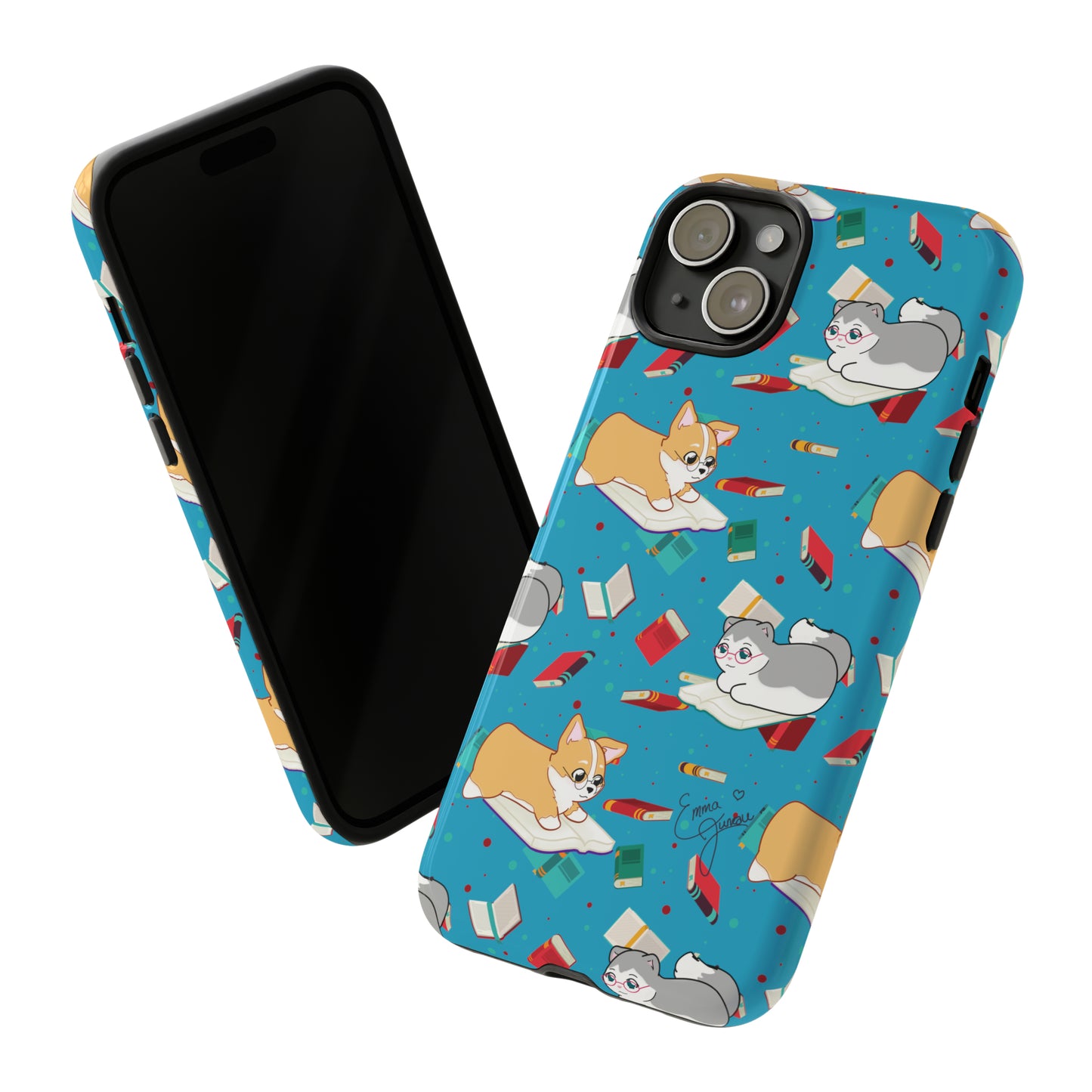 Kitty and Corgi Book Lovers - Tough Phone Case