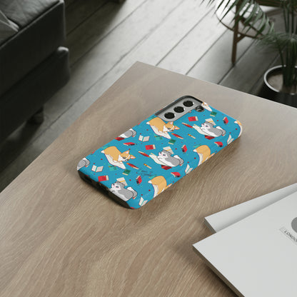 Kitty and Corgi Book Lovers - Tough Phone Case