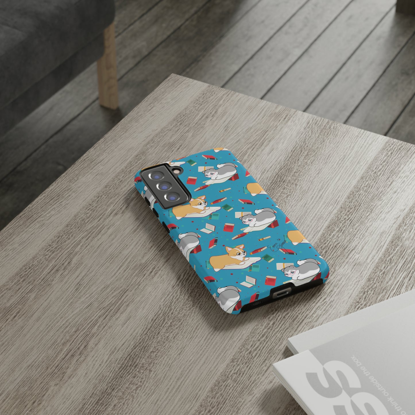 Kitty and Corgi Book Lovers - Tough Phone Case