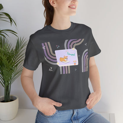 Corgi - Groovy Series - Stay Focused - Super Soft Cotton Airlume Unisex T-Shirt (Horizontal Graphic)