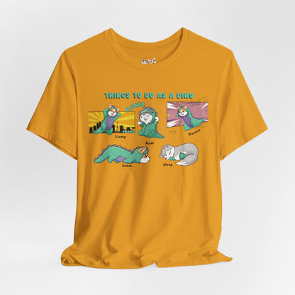 Kitty and Corgi - Things To Do As A Dino - Super Soft Cotton Airlume Unisex T-Shirt (Horizontal Graphic)