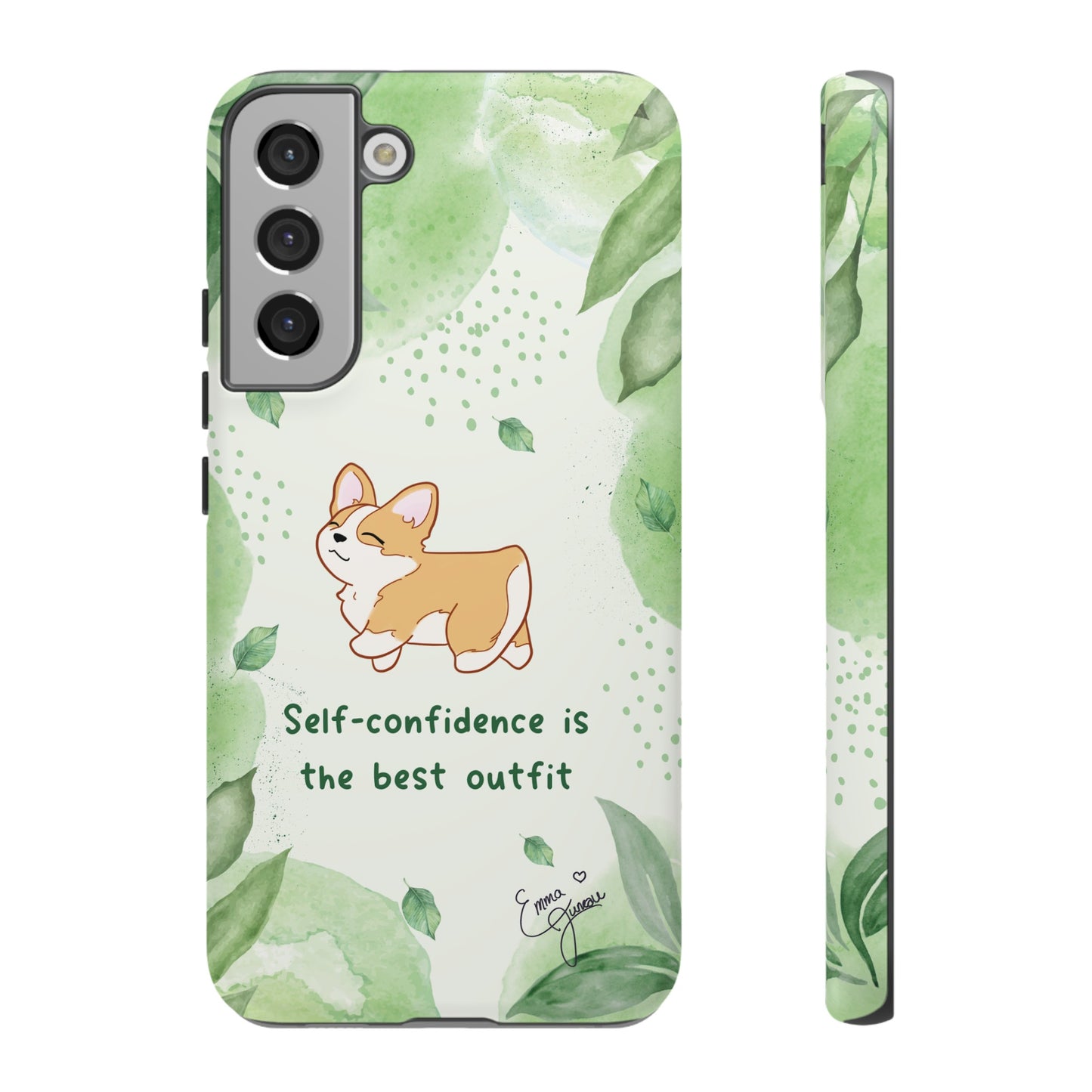 Corgi Green Tough Phone Case - Self Confidence is the Best Outfit