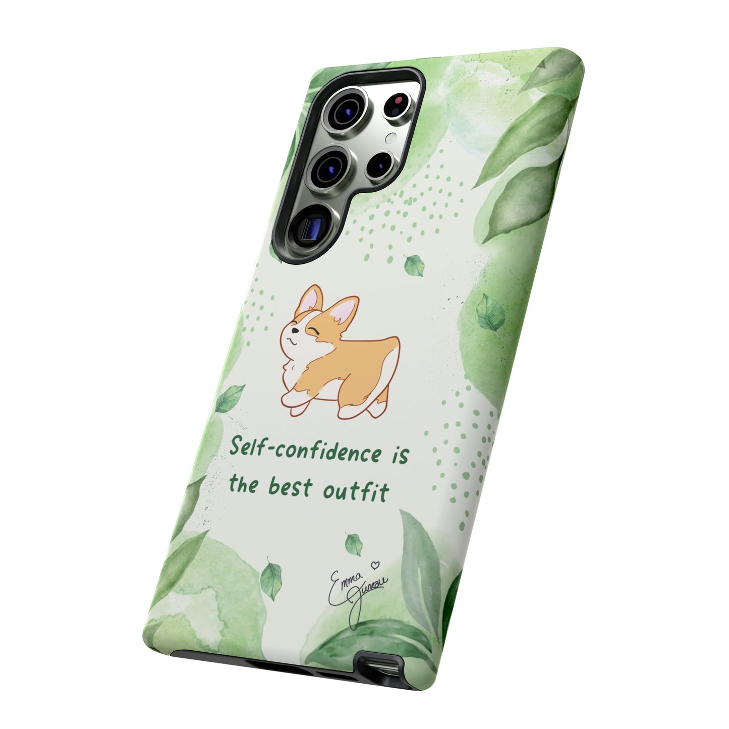 Corgi Green Tough Phone Case - Self Confidence is the Best Outfit