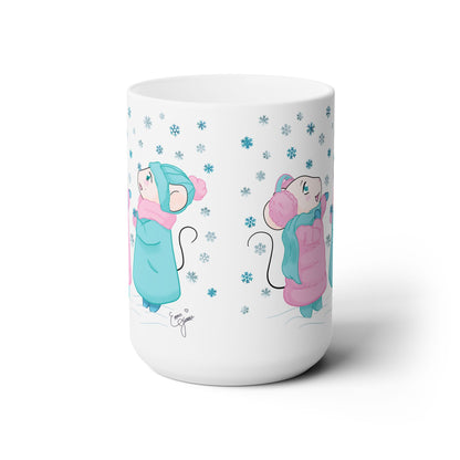 Snow Mousies Catching Snowflakes Mug - 15 oz.