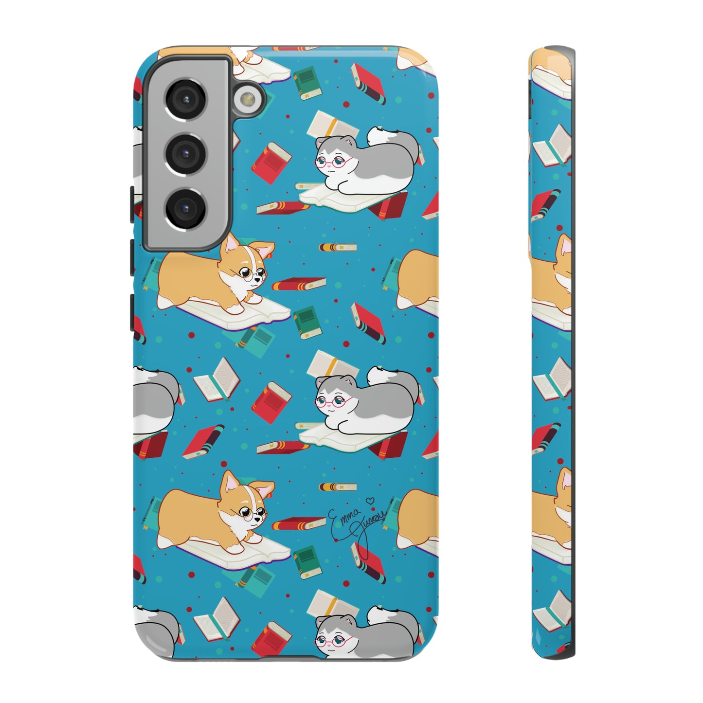 Kitty and Corgi Book Lovers - Tough Phone Case