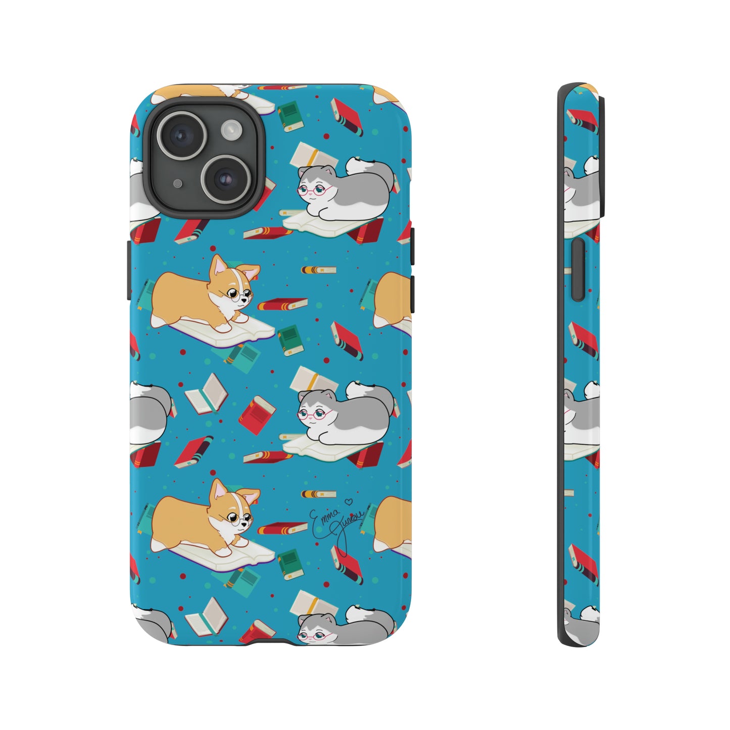 Kitty and Corgi Book Lovers - Tough Phone Case