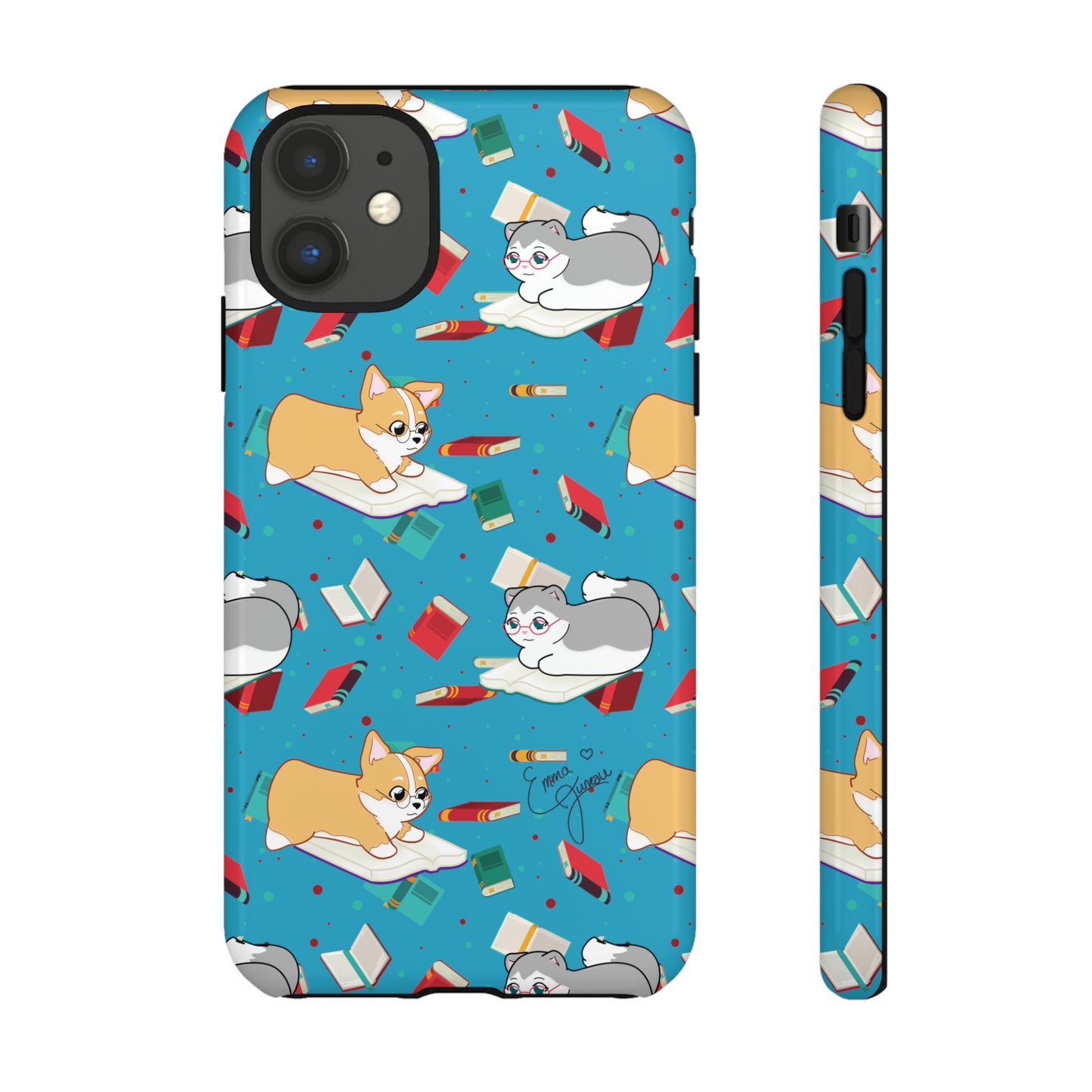Kitty and Corgi Book Lovers - Tough Phone Case