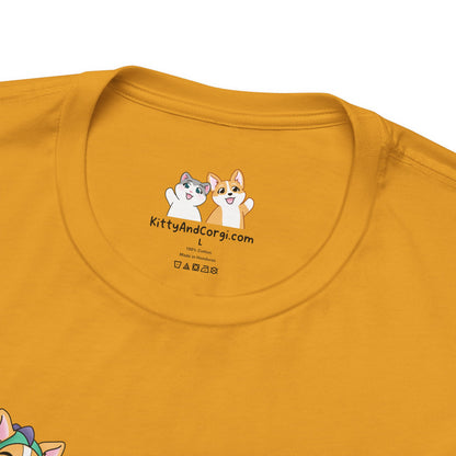 Kitty and Corgi — Corgi-zilla Dino Stomps — Super Soft Cotton Airlume Unisex T-Shirt